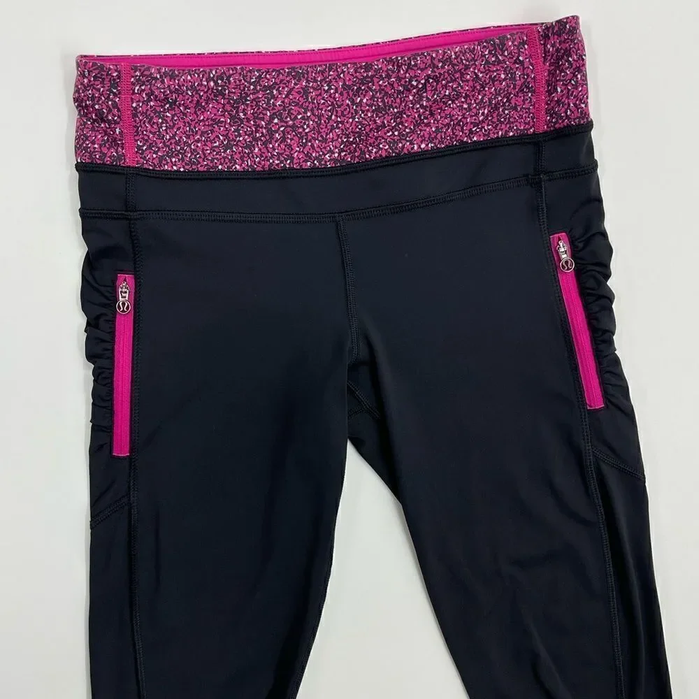 Lululemon Passion Crop III Black Flashback Static Caspian Jeweled Magenta - 4